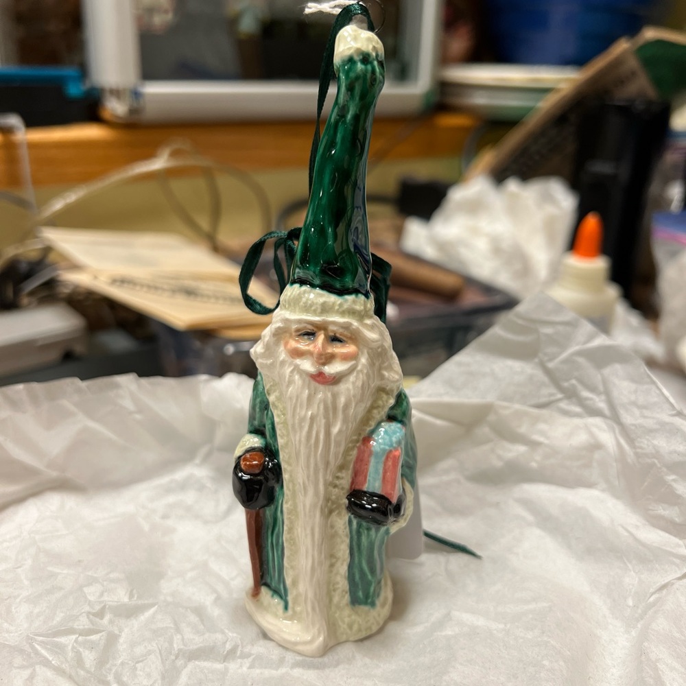 6” Handmade Ceramic Santa Christmas Ornament